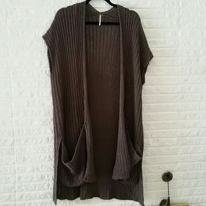 Free People Small Grey Oversized Sweater Vest